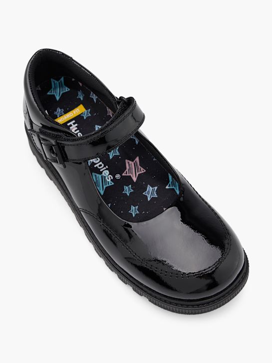szkolne baleriny hush puppies na płaskiej podeszwie w kolorze czarnym rico