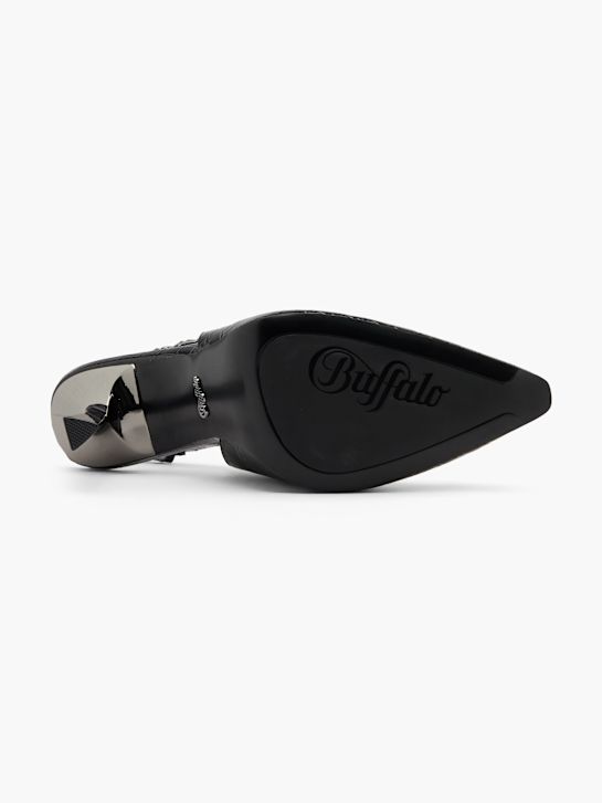 klapki na obcasie buffalo w kolorze czarnym rico
