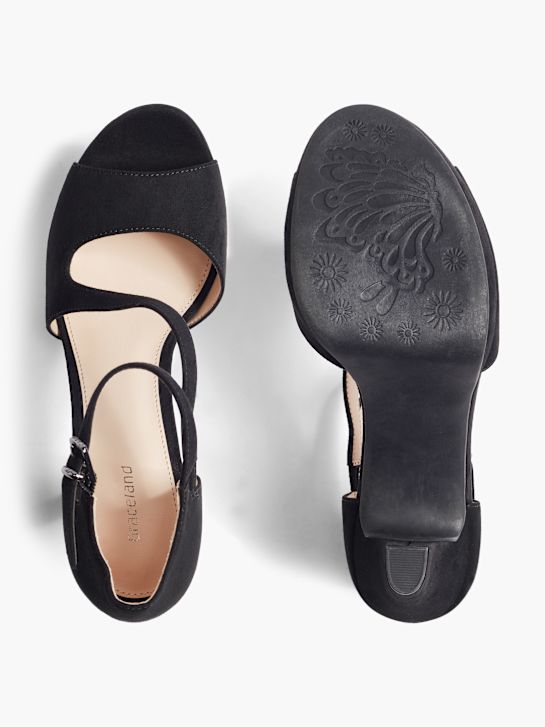 szpilki graceland open toe czarny rico