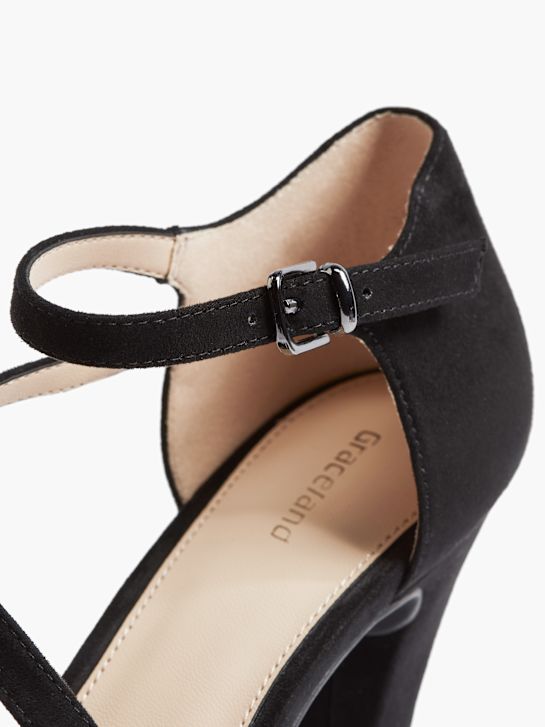 szpilki graceland open toe czarny rico