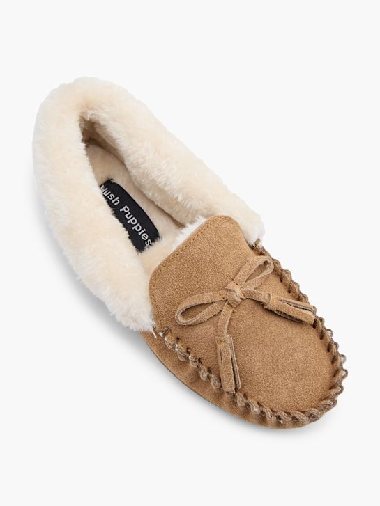 pluszowe kapcie hush puppies beżowy rico