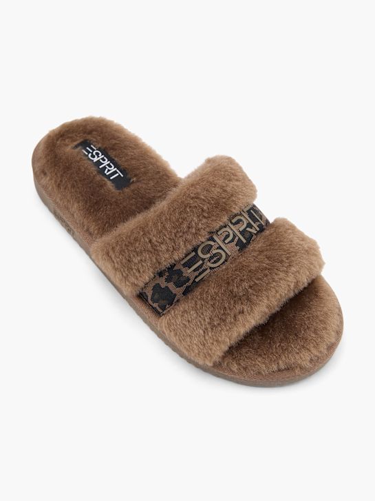 pluszowe kapcie esprit kolor brązowy rico